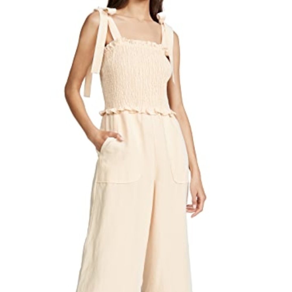 Rebecca Taylor Sleeveless Linen Smock Bow Jumpsuit
